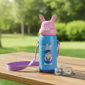Pink Kids Water Bottle 600ml – Stainless Steel, Hot & Cold 6 Hours | Premium Cover